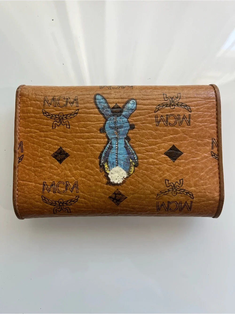 MCM COGNAC VISETOS BUNNY TRIFOLD WALLET